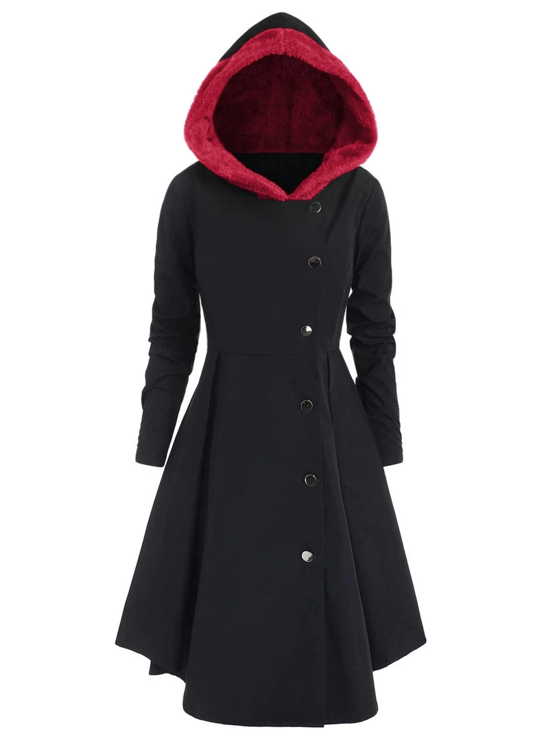 Cradle Of Goth COATS & JACKETS Red Hooded Goth Coat (Spring/Fall Season) Plus Size 13 Cradle Of Goth COATS & JACKETS Red Hooded Goth Coat (Spring/Fall Season) Plus Size