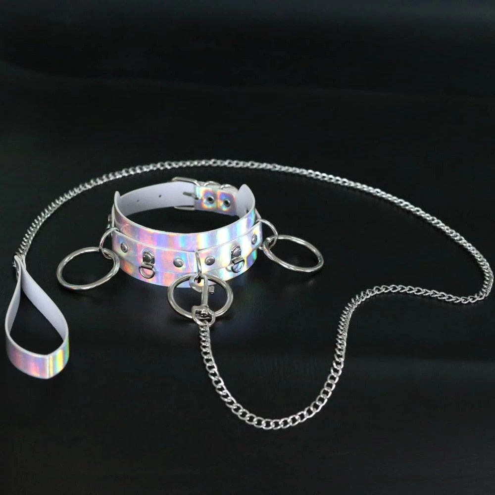 Cradle Of Goth Holographic Choker And Leash CHOKERS 11 Cradle Of Goth Holographic Choker And Leash CHOKERS