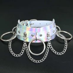 Cradle Of Goth Holographic Choker And Leash CHOKERS 18 Cradle Of Goth Holographic Choker And Leash CHOKERS